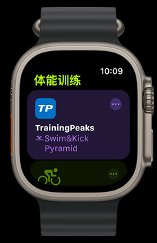 Apple Watch Ultra 2 屏幕上顯示 TrainingPeaks app。