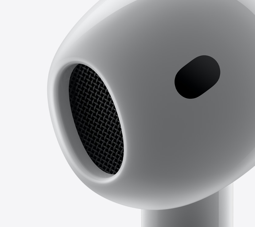 AirPods 4 錐形入耳部分的特寫。