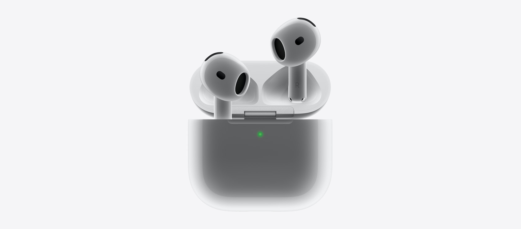 AirPods 4 裝入充電盒時的畫面。