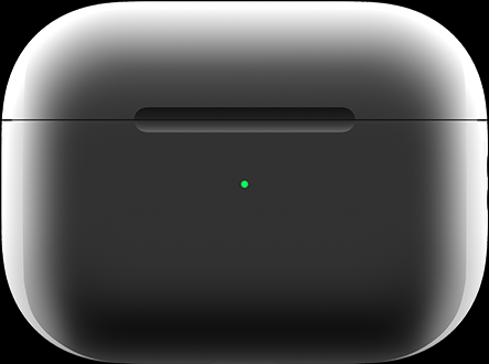 MagSafe 充電盒中心位置呈現(xiàn)綠燈，表明充電盒已充滿電。