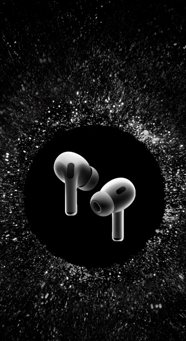 AirPods Pro 漂浮在半空中。