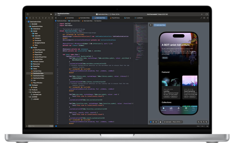 顯示 Xcode 應(yīng)用程序的打開的 Mac。