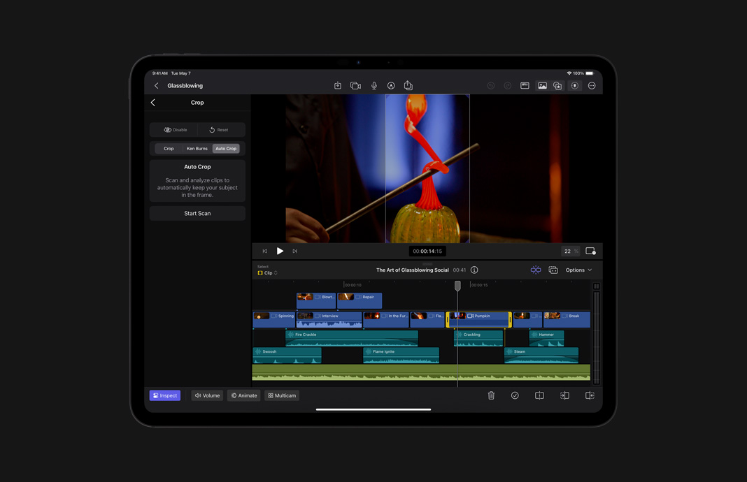 在 iPad Pro 上使用 iPad 版 Final Cut Pro 調(diào)整素材的寬高比