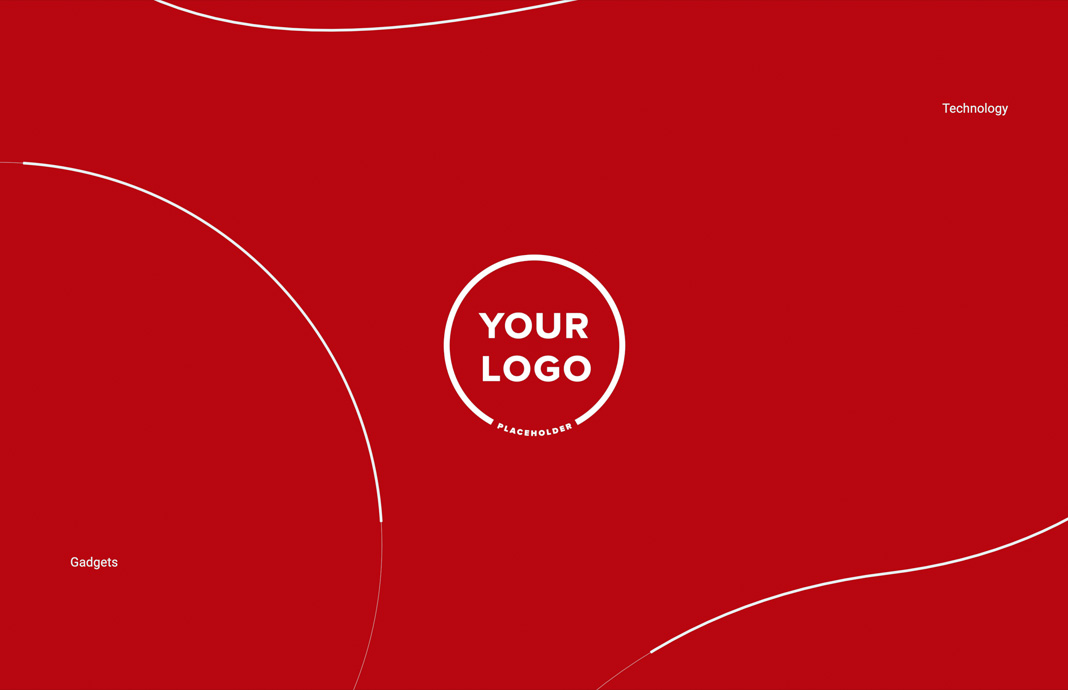 白色文字放在紅色背景上，設(shè)計得如同一個標志，文字為“Your Logo, placeholder”。