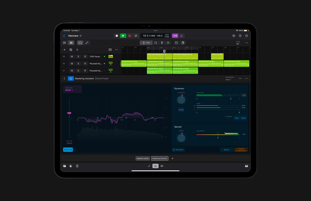iPad?Pro 展示在 iPad 版 Logic?Pro 中使用過濾系統(tǒng)搜索所有可用聲音。