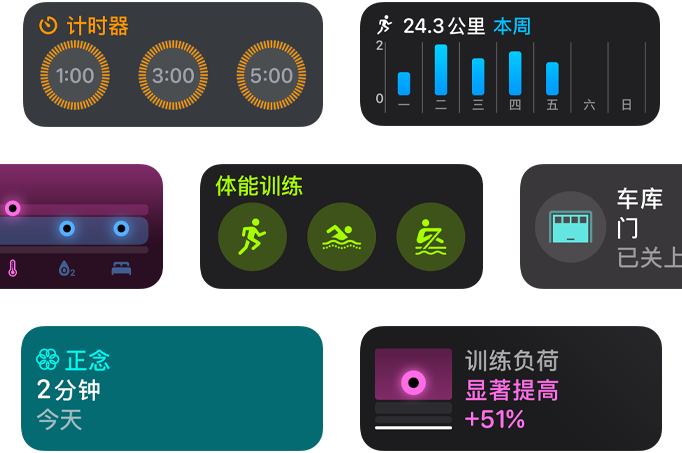 watchOS 上的一系列全新 app 小組件