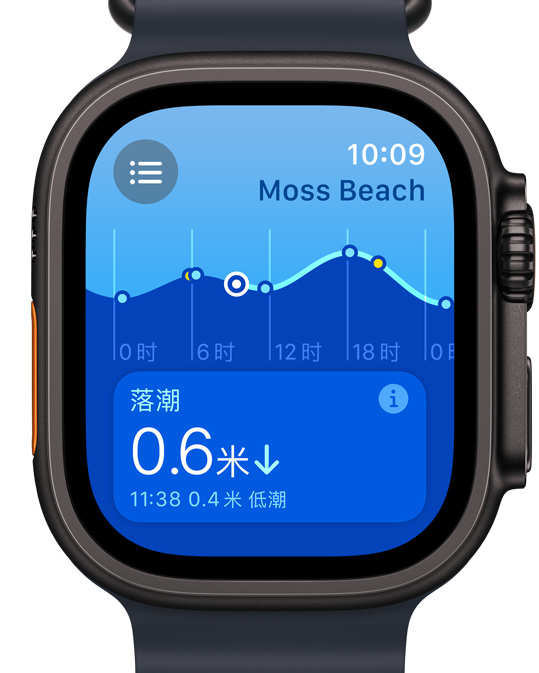 Apple Watch 屏幕顯示新的潮汐 app